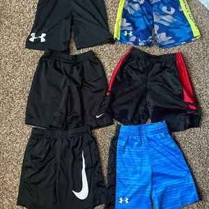 Boys under armour and Nike shorts